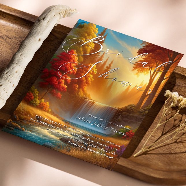Elegant Autumn Waterfall Bridal Shower Invitation (Elegant Autumn Waterfall Bridal Shower Invitation)
