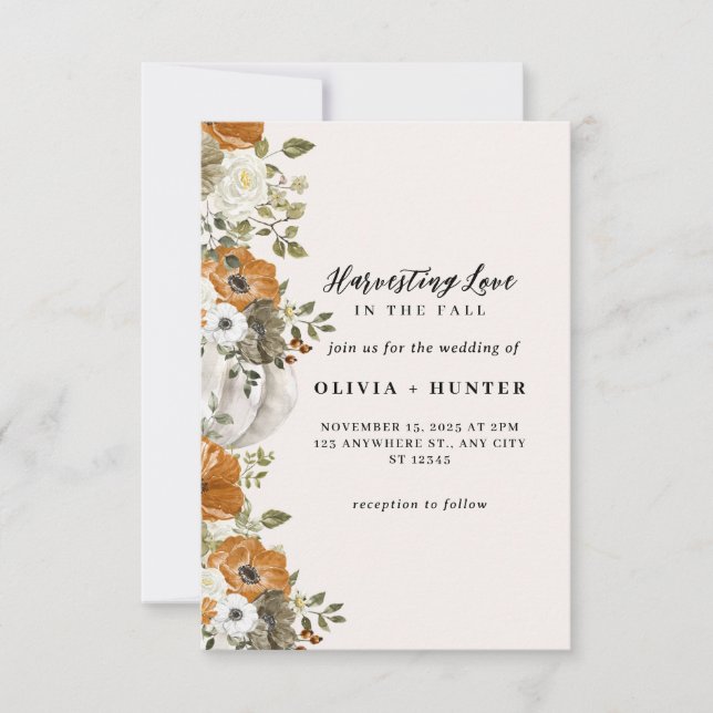Elegant Autumn Wedding Invitation (Front)