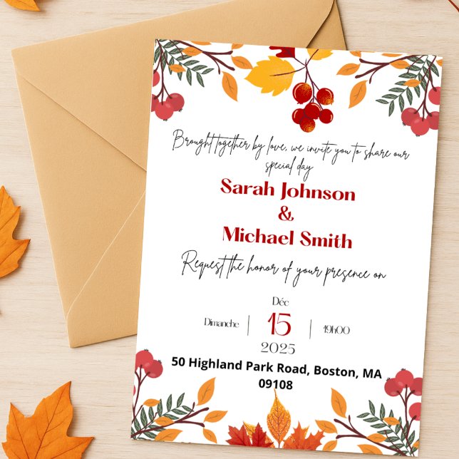 Elegant Autumn Wedding Invitation  (Creator Uploaded)