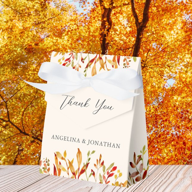 Elegant Autumn Wedding Personalised Fall Leaf Favour Box (Creator Uploaded)