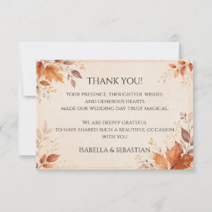 Elegant Autumn Wedding Rustic Fall Wedding Thank You Card