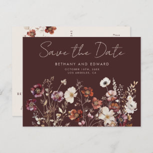 Elegant Autumn Wedding Save the Date Postcard
