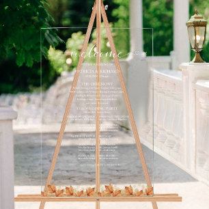 Elegant Autumn White Pumpkin Wedding Program Acrylic Sign