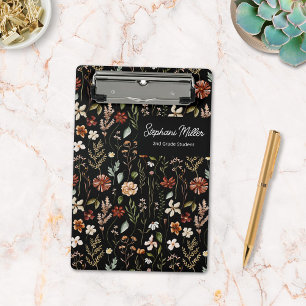 Elegant Autumn Wildflower Meadow Floral Pattern Mini Clipboard