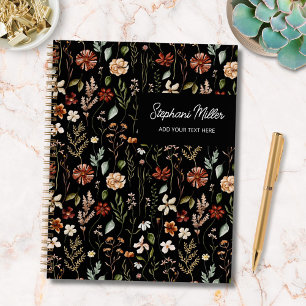 Elegant Autumn Wildflower Meadow Floral Pattern Notebook