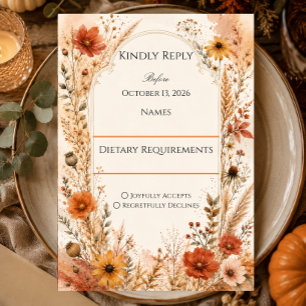 Elegant Autumn Wildflower RSVP Card