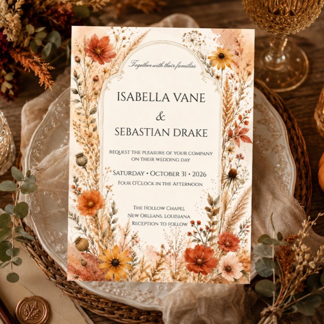 Elegant Autumn Wildflower Wedding Invitation (Creator Uploaded)