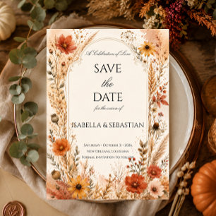 Elegant Autumn Wildflower Wedding Save The Date
