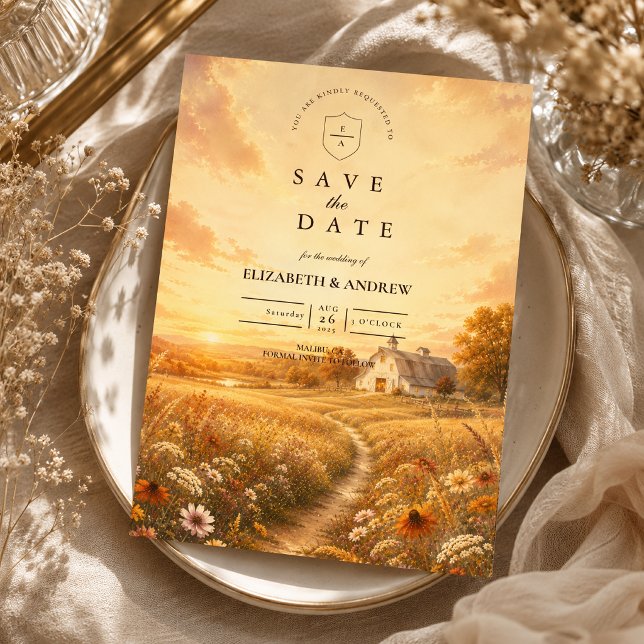 Elegant Autumn Wildflower Wedding Save The Date (Creator Uploaded)