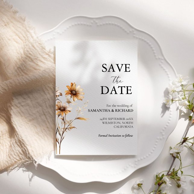 Elegant Autumn Wildflower Wedding Save The Date Invitation (Creator Uploaded)