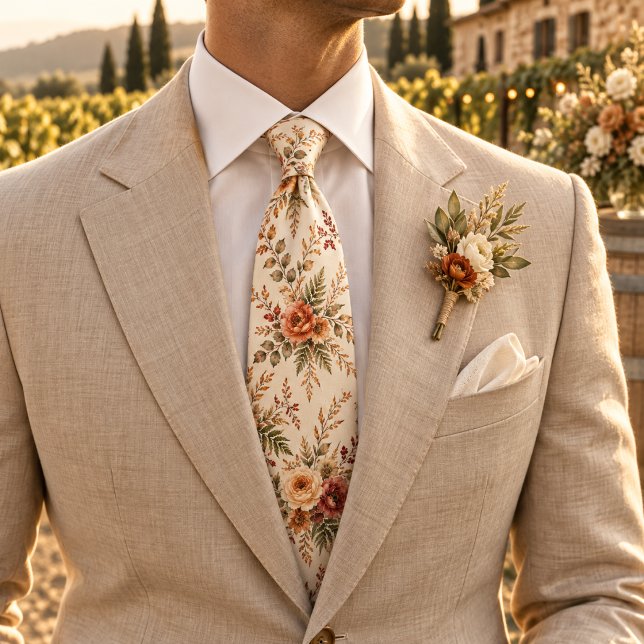 Elegant Autumn Wildflower Wedding Tie (Creator Uploaded)
