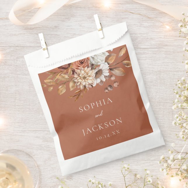 Elegant Autumn Winter Floral Wedding Favours Napki Favour Bags (Clipped)