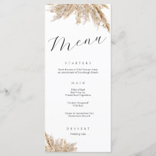 Elegant Autumnal Pampas Grass Floral Wedding Menu