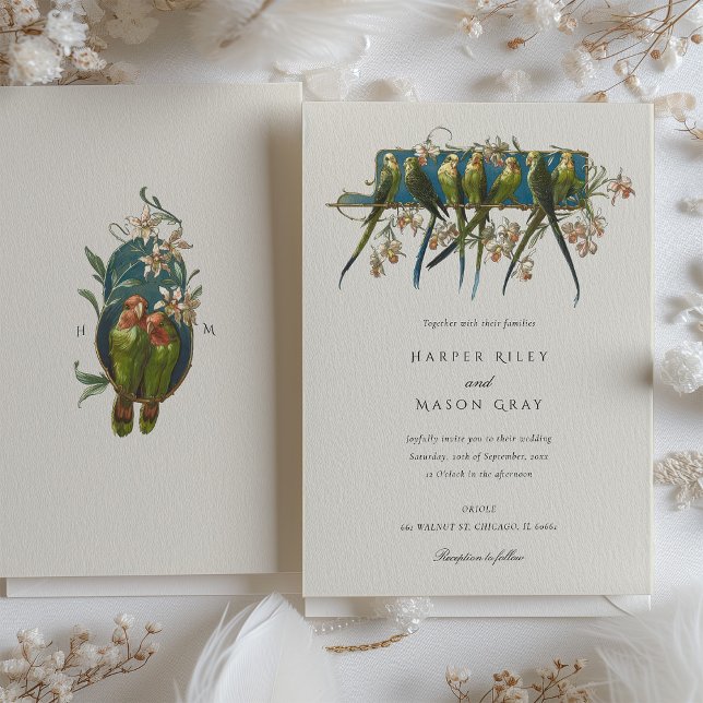 Elegant Aviary-Themed Wedding Invitation (Creator Uploaded)