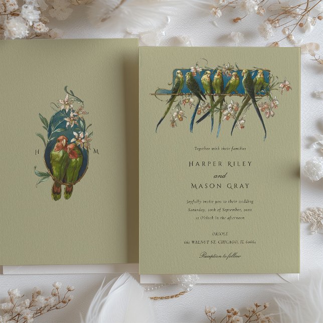 Elegant Aviary-Themed Wedding Invitation (Creator Uploaded)