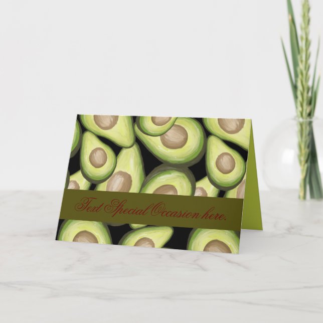 Elegant "Avocado"  Print Folded Greeting Card (Front)
