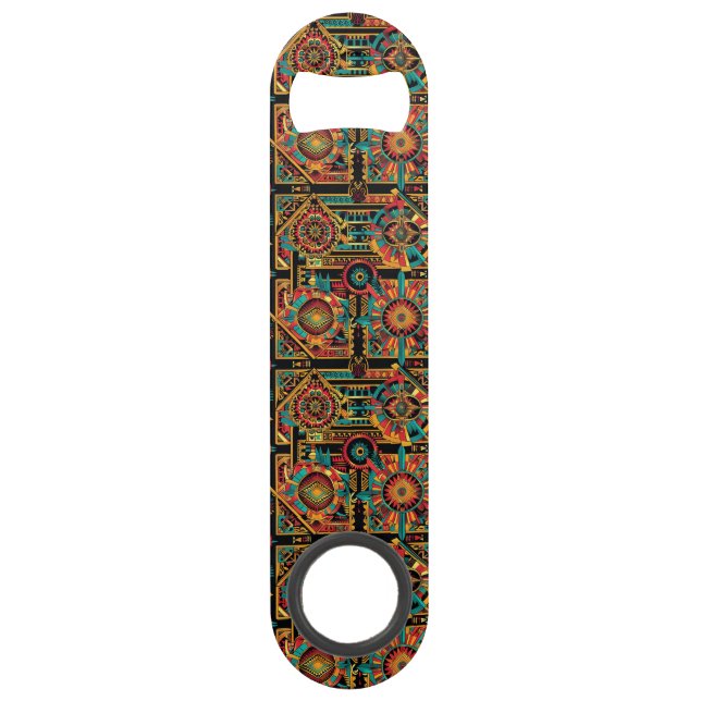 Elegant Azure "Aztec Dream" Handheld Speed Bottle  (Front)