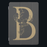 Elegant B Boho Floral Monogram Initial Grey Gold iPad Pro Cover<br><div class="desc">Elegant B Boho Floral Monogram Initial Grey Gold 

*each letter has its own listing; if your letter is not yet available,  please message me and I will move it to the top of the list.</div>