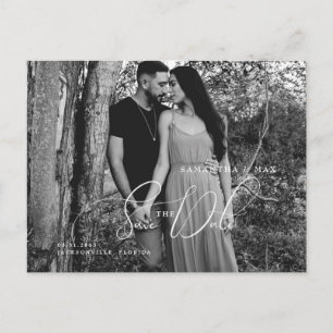 Elegant B/W Couple Photo Save the Date Postcard