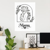 Elegant B&W Minimalist First Mother's Day Mama Est