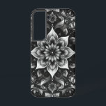 Elegant B&W Ornate Pattern Phone Case<br><div class="desc">Wrap your phone in timeless elegance with this stunning tough case featuring an intricate seamless monochrome pattern. Against a deep black background, ornate floral and botanical elements intertwine, centred around a symmetrical multi-petaled flower motif. Detailed swirling leaves, smaller flowers, and decorative flourishes create a sophisticated, classic aesthetic with a touch...</div>