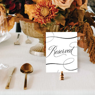 Elegant B & W Script Wedding Reserved Table Sign