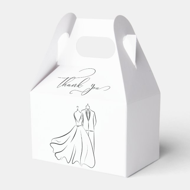 Elegant B&W Tux & Dress Thank You Wedding Favour Box (Front Side)