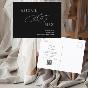  Elegant B/W Wedding Save the Date Announcement  Postcard