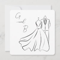Elegant B&W Wedding Tux & Dress Square Wedding