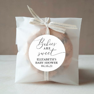 Elegant Babies Are Sweet Baby Shower Favour Classic Round Sticker