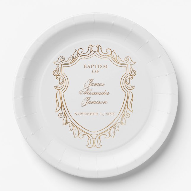Elegant Baby Baptism Paper Plate (Front)