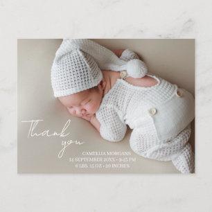 Elegant Baby Birth Announcement Thank You Postcard