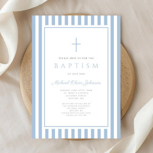 Elegant Baby Blue Boy Baptism Invitation