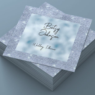 Elegant Baby Blue Glitter and Foil Business Card