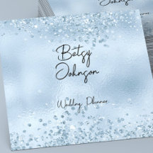 Elegant Baby Blue Glitter and Foil Business Card