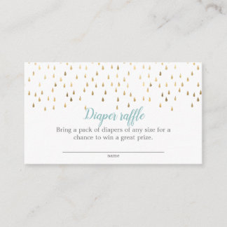 Elegant Baby Blue & Gold Raindrops Diaper Raffle Enclosure Card