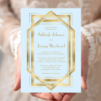 Elegant Baby Blue Gold Vintage 1920s Deco Wedding