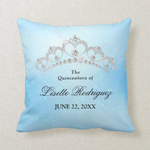 Elegant Baby Blue Quinceanera Custom Cushion