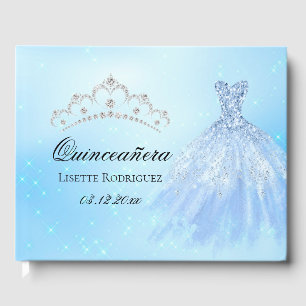 Elegant Baby Blue Quinceanera Guest Book
