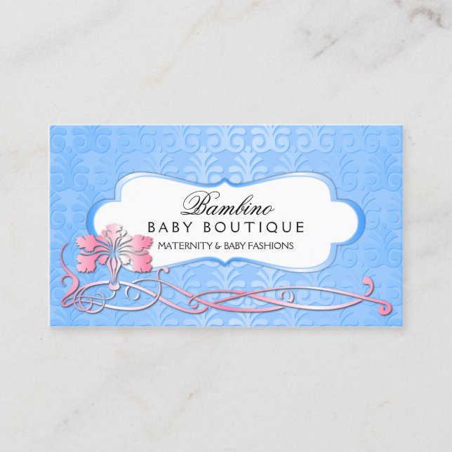 Elegant Baby Boutique Blue Shimmer Business Card (Front)