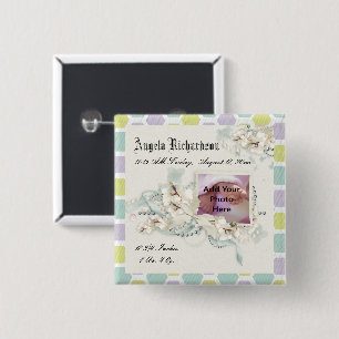 Elegant Baby Boy or Girl Scrapbook Photo Frame 15 Cm Square Badge