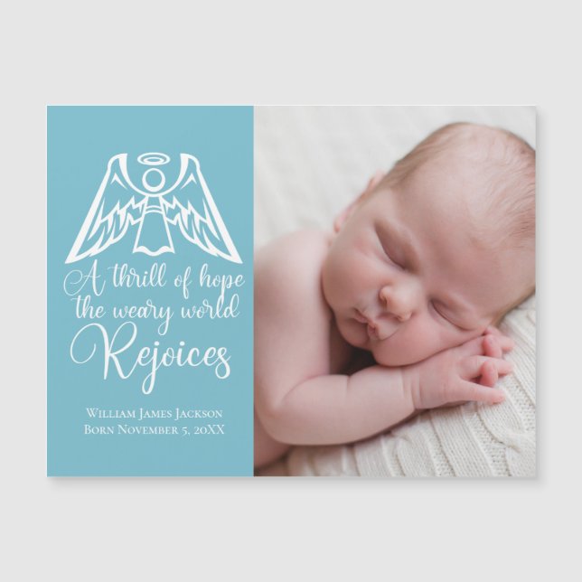 Elegant Baby Boy Photo Magnetic Christmas Card (Front)