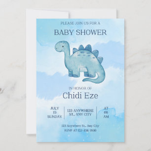 elegant baby boy shower invitation cute dinosaur