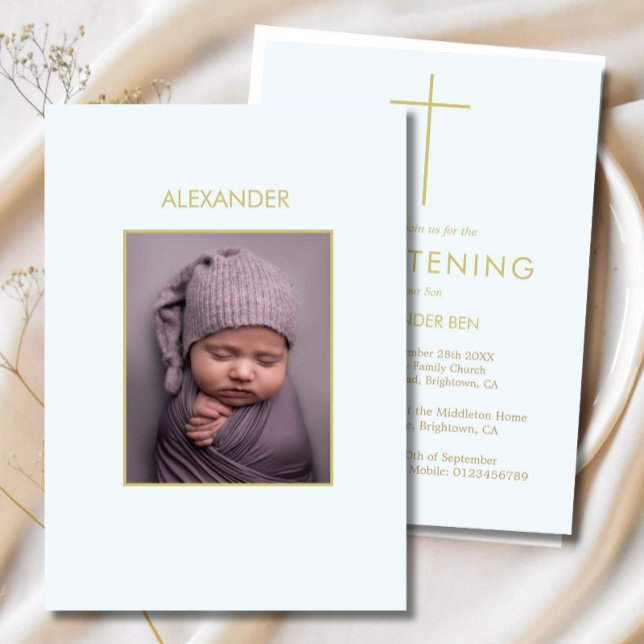 Elegant Baby Christening  Minimalist Photo Baptism Invitation (Creator Uploaded)