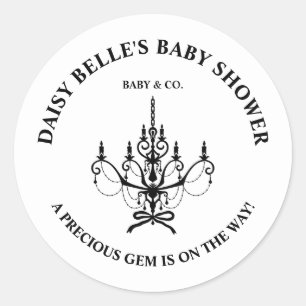Elegant Baby & Co Black Chandelier Baby Shower Classic Round Sticker