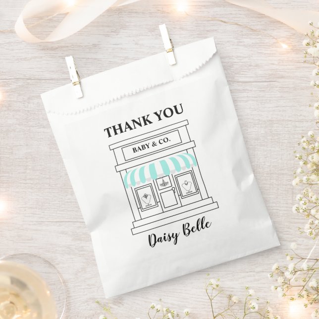 Elegant Baby & Co Black Teal Baby Shower Favour Bags (Clipped)