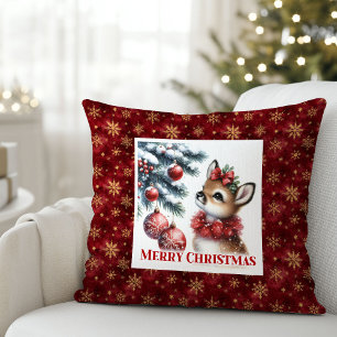 Elegant Baby Deer Cozy Winter Kids Room Decor Xmas Cushion