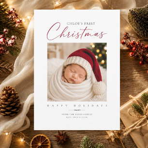 Elegant Baby First Christmas Holiday Photo Card
