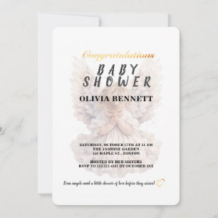Elegant Baby Girl Angel Shower Invitation