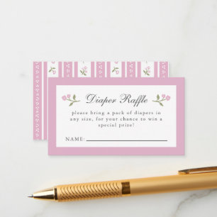 Elegant Baby Girl Floral Diaper Raffle Card